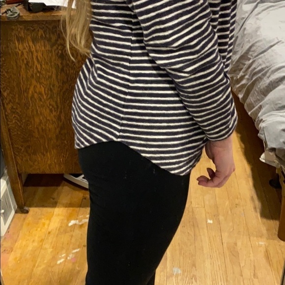 Lands End Thick Warm French Terry Striped Crew - Picture 9 of 13